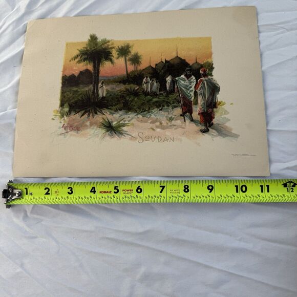 Antique Lithograph The Orcutt Company Chicago “Soudan” (Sudan) Signed Will Crane - Picture 3 of 9